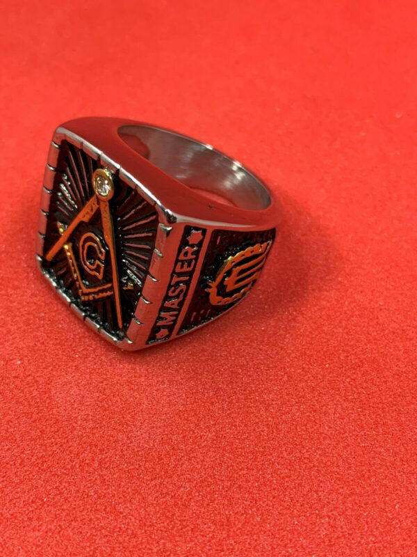 Buy Masonic Ring Master Mason Gold Tone Stainless Steel Masonic Ring for Men - Image 3