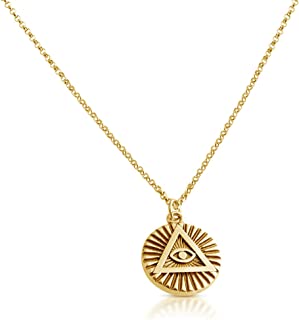 Belcho USA Illuminati All Seeing Eye of Providence Pendant Necklace 14k Gold Plating OverSterling Silver