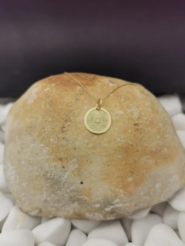 Buy delicate 14k solid gold third eye necklace - Image 3