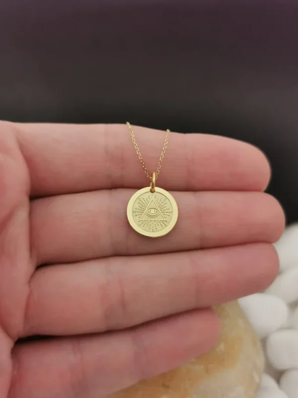 Buy delicate 14k solid gold third eye necklace - Image 4